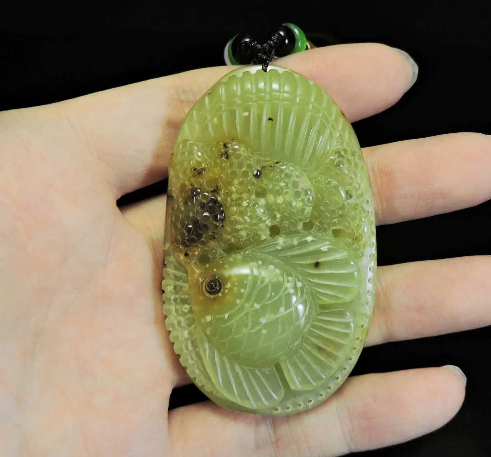 Jade Jewelry Natural Jade Pendant Necklace Hand-Carved angel fish&seashell Jadeite Necklace Pendant Gift No Treatment 745i