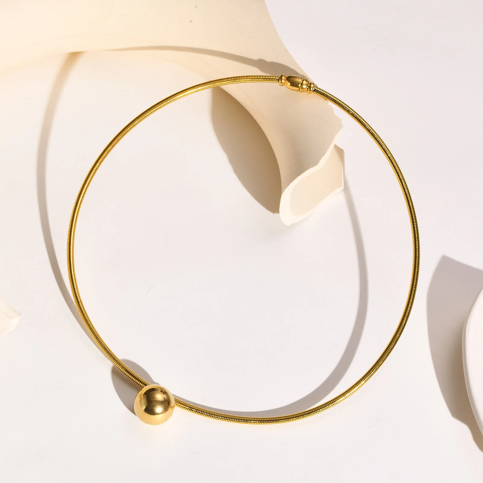 Open Collar Necklace, Gold 14K Gold Plated Choker Collar