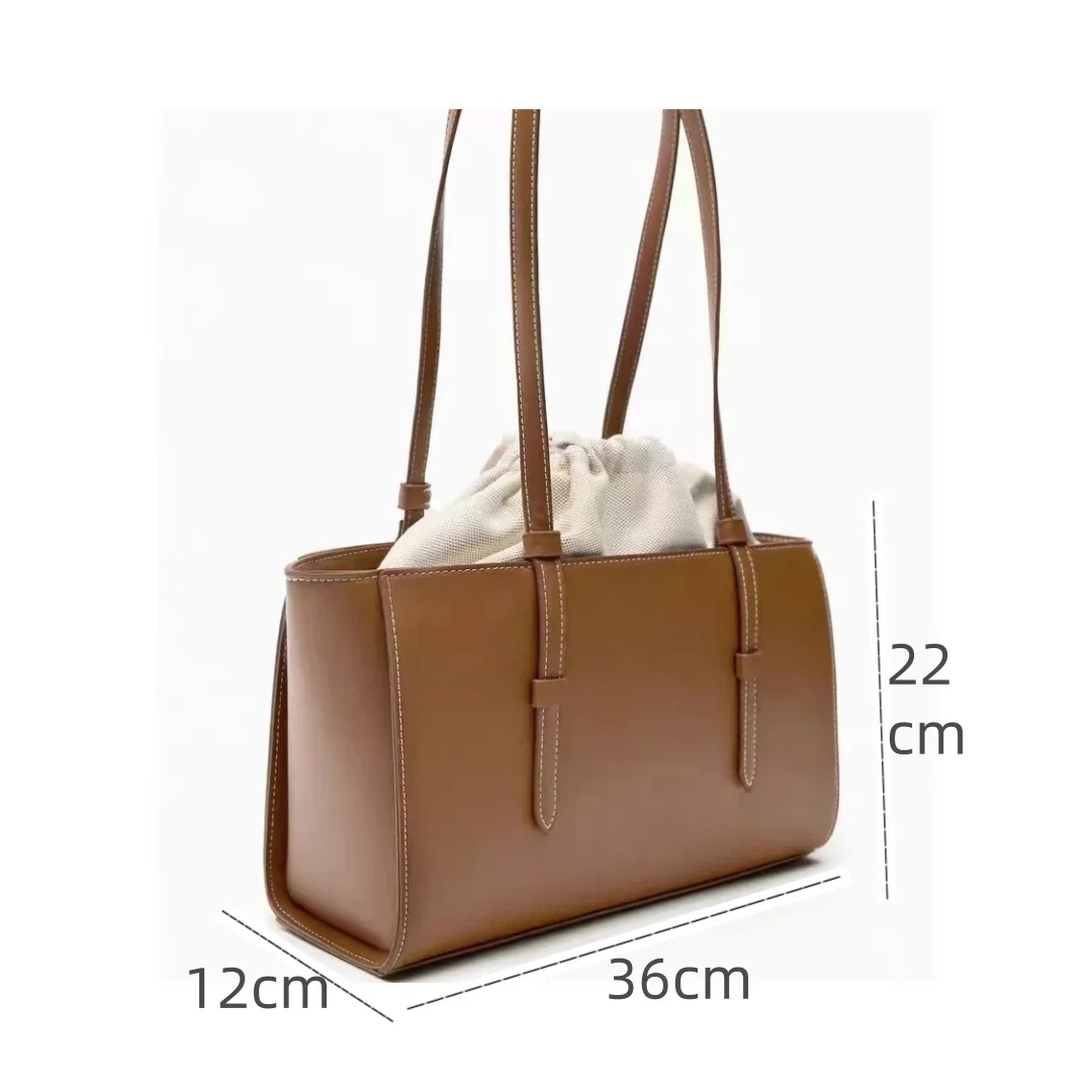 New Fashion Women's Bag Large Capacity Tote Shoulder Bag Leather String Commuting Basket Handbag For Women Vacation