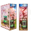 DIY Wooden Book Nook Shelf Insert Kits Balloon Cherry Blossoms Bookends Miniature Building Kits Bookshelf For Friends Gifts 3