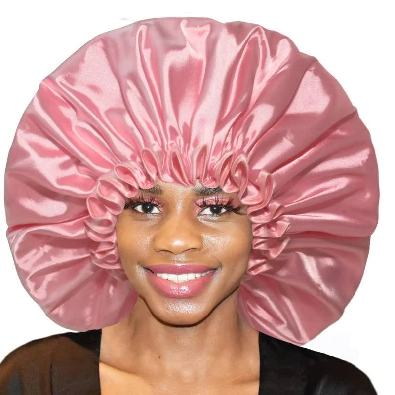 Extra Large Waterproof Shower Cap Double Layer Adjustable Elastic Reusable Bath Caps for Women Men