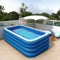 Piscine gonflable familiale carrée astronomique, grande piscine domestique, bleu et blanc, quatre anneaux surélevés et épais 2