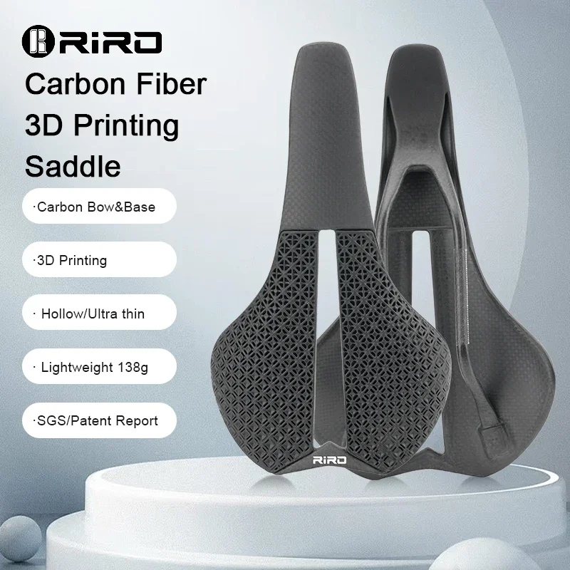 RIRO 탄소 섬유 3D 프린팅 자전거 새들, 초경량 중공 벌집 쿠션, MTB ..