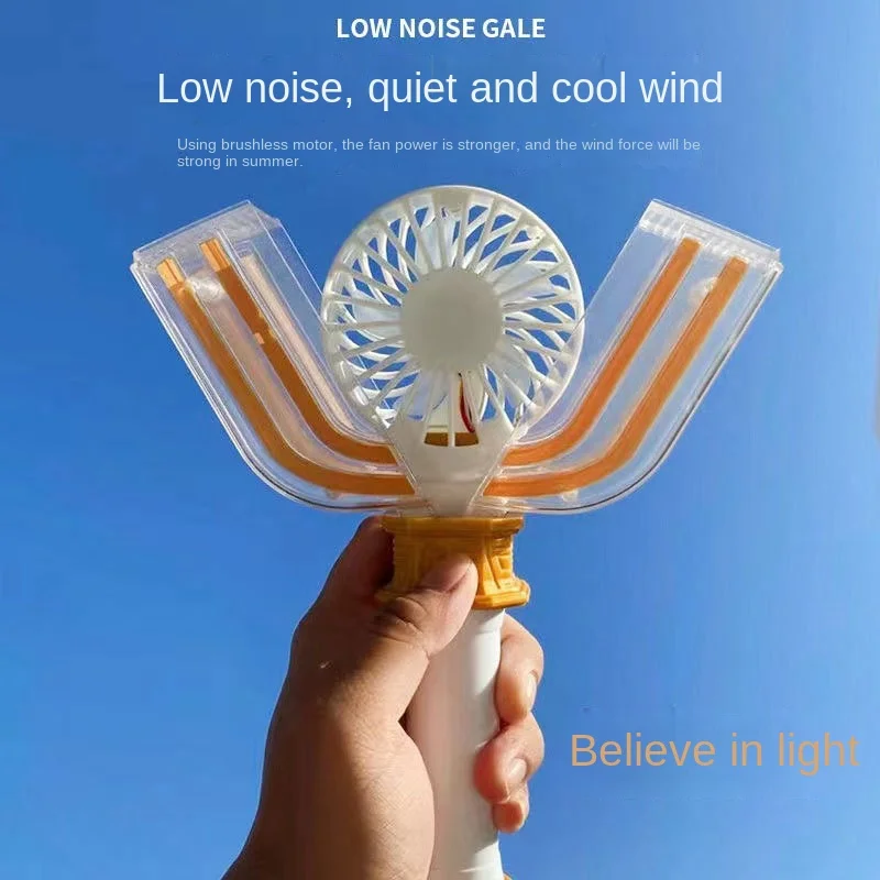 

New Internet celebrity USB handheld magic light stick small fan student portable diga Altman transformer fan Mini fans