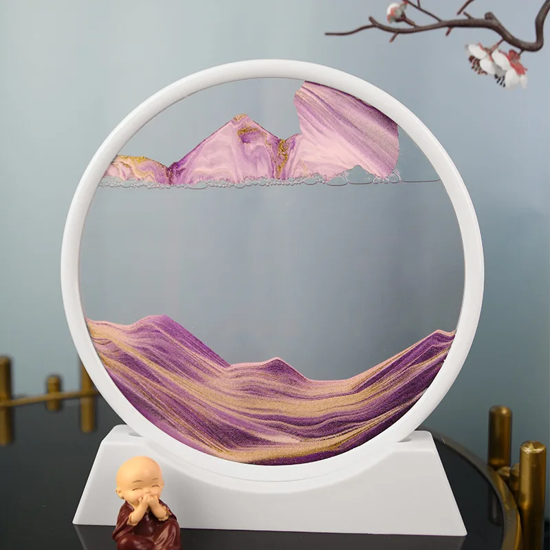 

3D движущийся песок, художественное изображение, круглый стеклянный глубоководный песок, песочные часы, сыпучий песок, ремесло, рисование плавным песком, украшение для офиса и дома