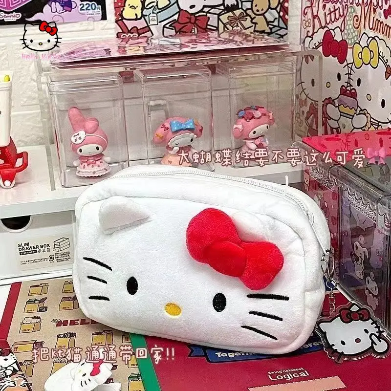 

Sanrio Hello Kitty Plush Storage Bag Kawaii Cosmetic Bag Pen Case Cartoon Student Stationery Bag Girls Cosmetic Bag BirthdayGift
