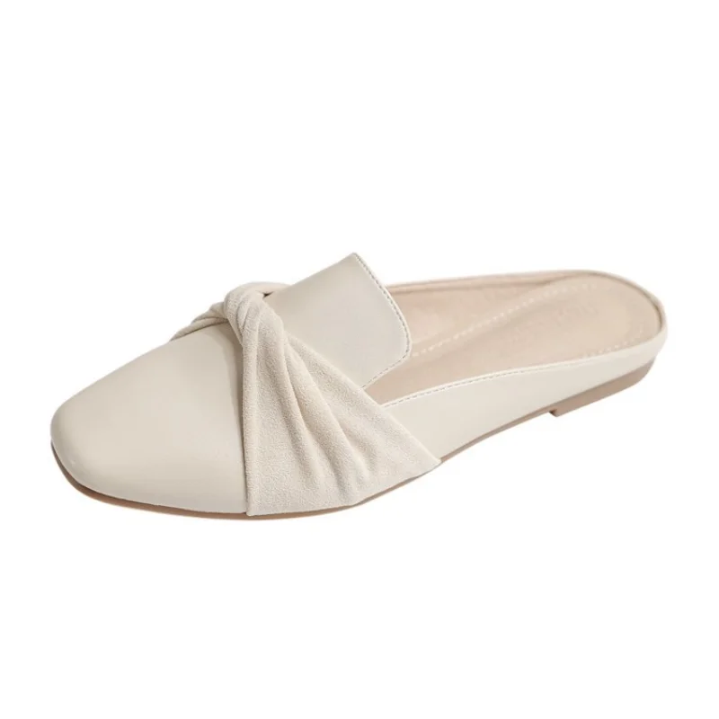 2024 Luxury Woman Mules Summer Close Toe Women Slippers Bowtie Lazy Slides Flat Heel Girl Slippers Korean Outdoor Flip Flops 5