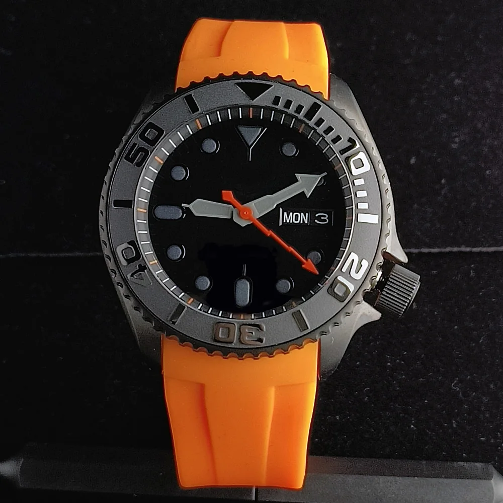 

Watch for me NH36 Movement Rubber Silicone Watchband Sapphire Crystal Luminous Dial Automatic Black Waterproof Mod Sterile Watch