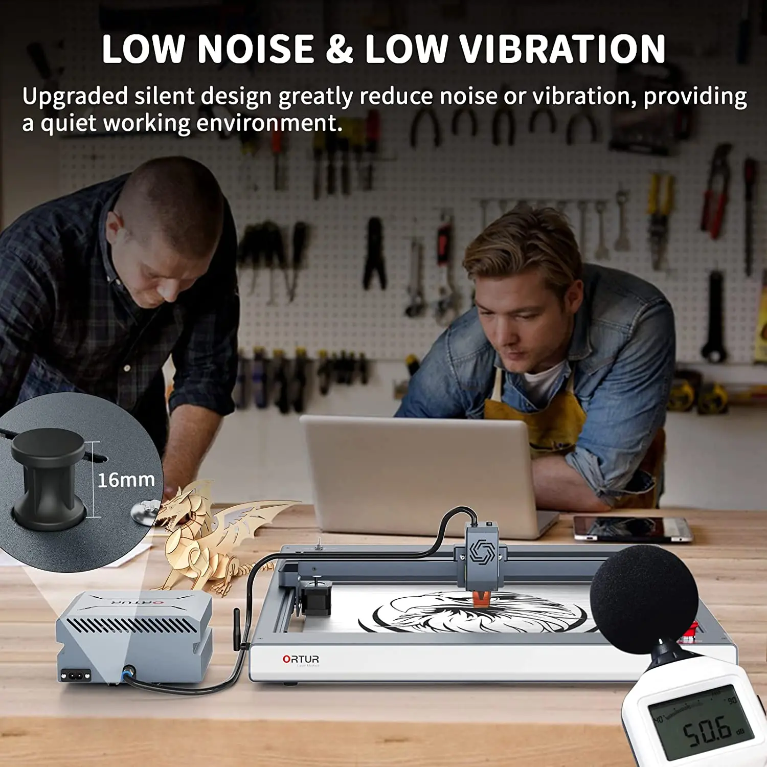 Ortur Air Assist High Speed Pump Compressor Adjustable Airflow Compatible with Laser Engraver Low Noise Upgrade Nozzle 220V/110V