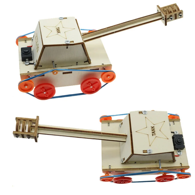 DIYElectricTankWoodenPuzzleModelKidsPrimarySchoolStudentSTEAMSciencePhysicsLearning
