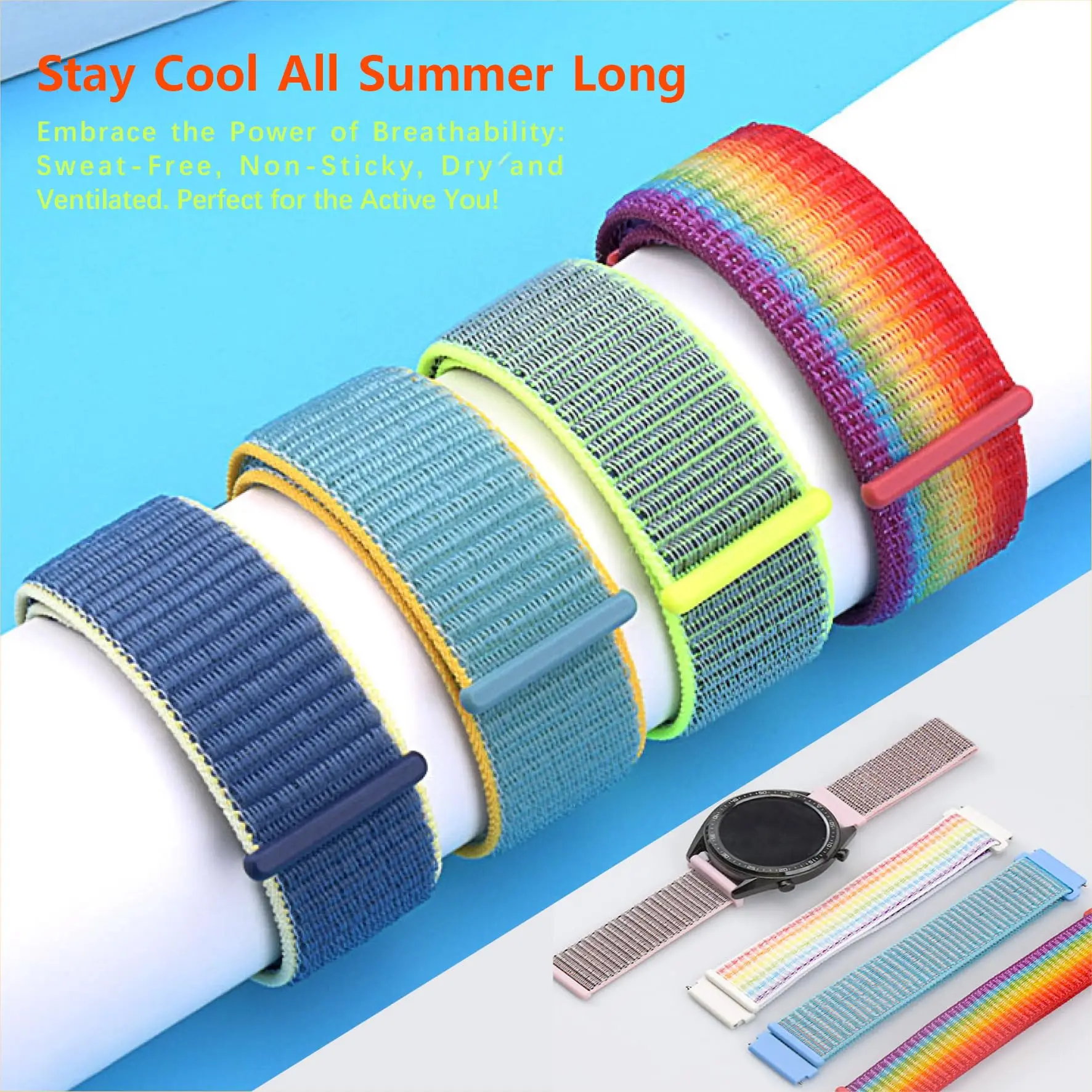 Durable Nylon Sport Strap, 20mm/22mm Adjustable Bracelet Band