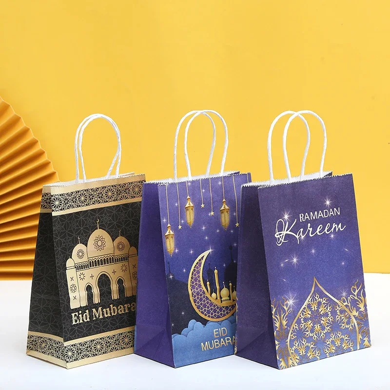 

6 шт. Eid Mubarak подарочные пакеты из крафт-бумаги, мусульманский праздник, конфетная упаковка для печенья, конфет, коробка Рамадан, товары для сувениров Kareem