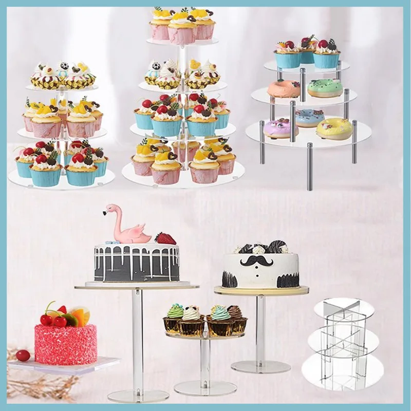 3/4/5 Tier Acrylic Wedding Cake Stand Crystal Cup Cake Display Shelf Cupcake Holder Plate Birthday Party Decoration Stands Molds cake stand dessert stand