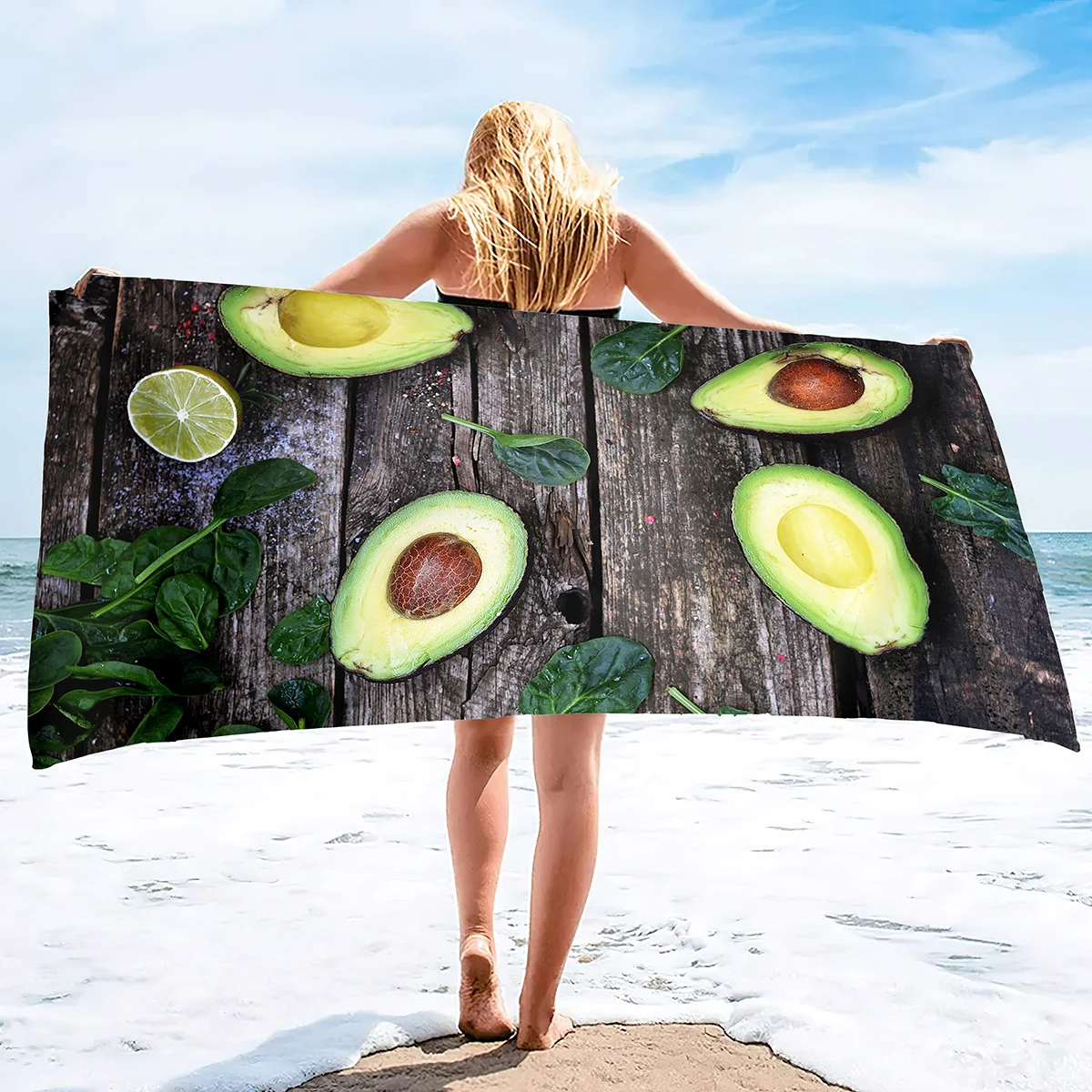

Пляжное полотенце, мягкое поглощающее быстросохнущее впитывающее полотенце из микрофибры для бассейна с рисунком авокадо