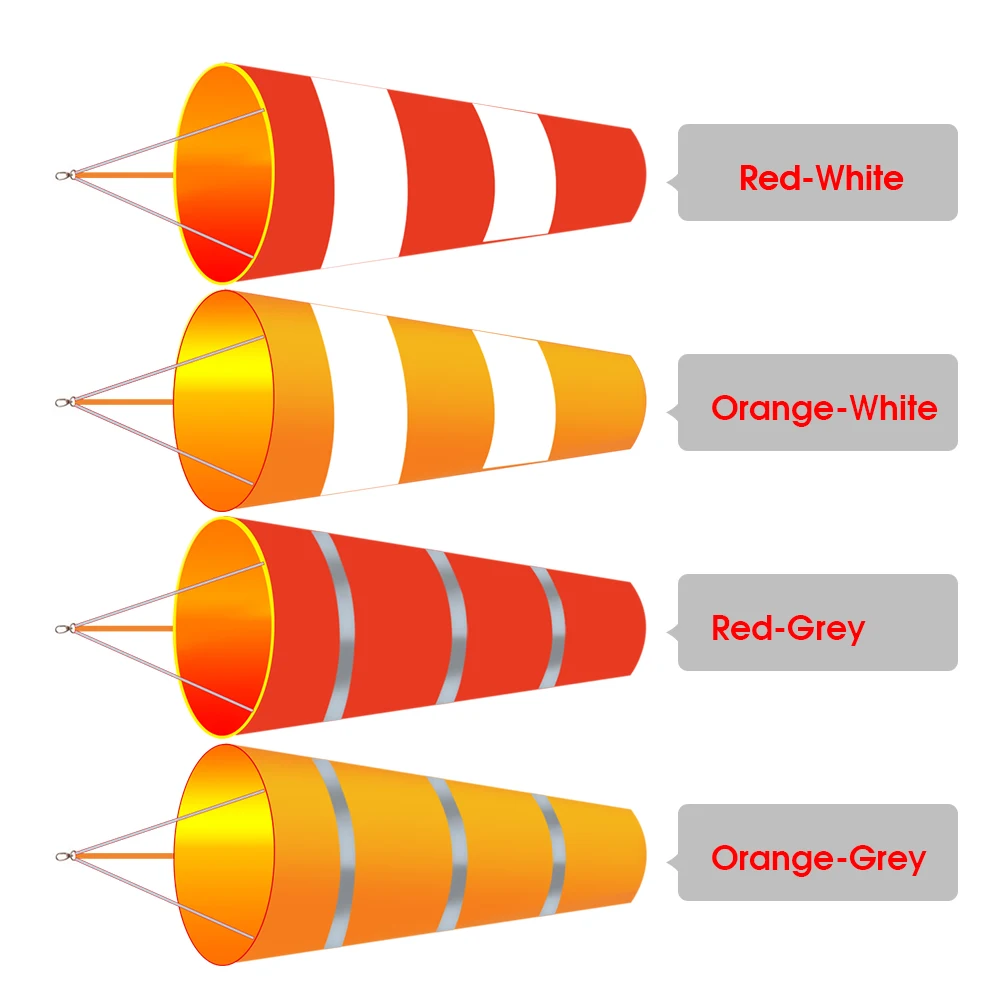 Wind Sock Weather Vane 60/80/100cm Hanging Reflective Windsock Flags Wind Direction Indicators for Outdoor Airport Garden Farm Measurement Weather Vane