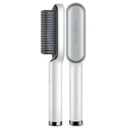 Professional Multifunctional Hair Straightening Brush with Quick - Heat Technology (White EU)