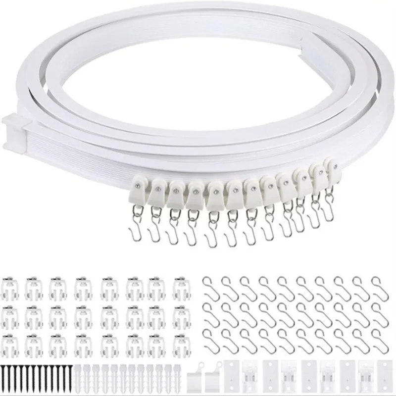 

3M Set Flexible Ceiling Curtain Track Gliders Bendable Window Rail Top Side Clamping Curtain Accessories for Home Decor