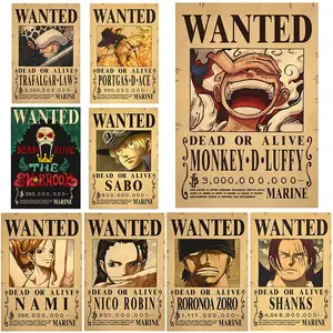 Póster one piece wanted poster luffy gear 5 nika Papel kraft vintage  Dormitorio Pared Pegatinas/Decoración De Fotos