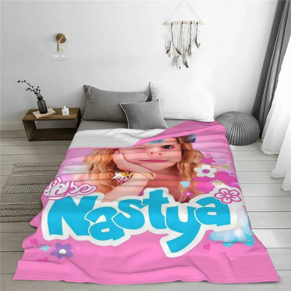 Cute Like Nastya Blankets Coral Fleece Plush Summer Air Conditioning Kawaii Cartoon Throw Blanket for Sofa Car Bedding Throws 2