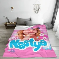 Cute Like Nastya Blankets Coral Fleece Plush Summer Air Conditioning Kawaii Cartoon Throw Blanket for Sofa Car Bedding Throws 2