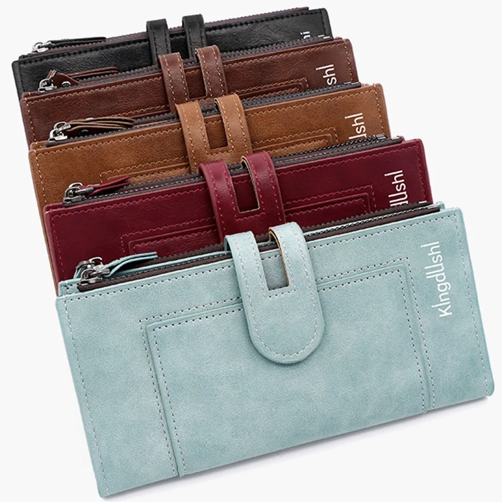 

Длинный кошелек из искусственной кожи для женщин, модный вместительный портативный клатч, Дамский бумажник на молнии с несколькими кармашками для карт