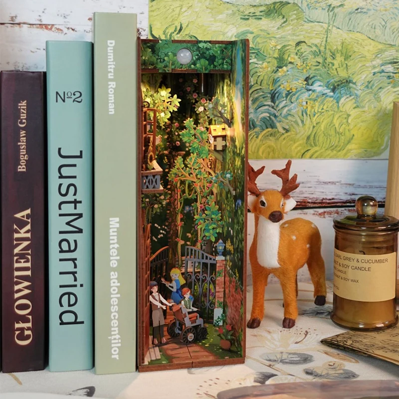 Fai Da Te Book Nook Shelf Insert Kits Kit Di Costruzione In Miniatura In Legno Princess Secret Garden Bookend Scaffale Decorazione Della Casa Regali