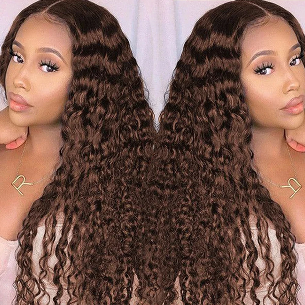 #4 Brown Water Wave Bundles 100% Human Hair Peruvian Remy Hair Weaving Chocolate Brown Curly Hair Bundle Deals For Extensions 6