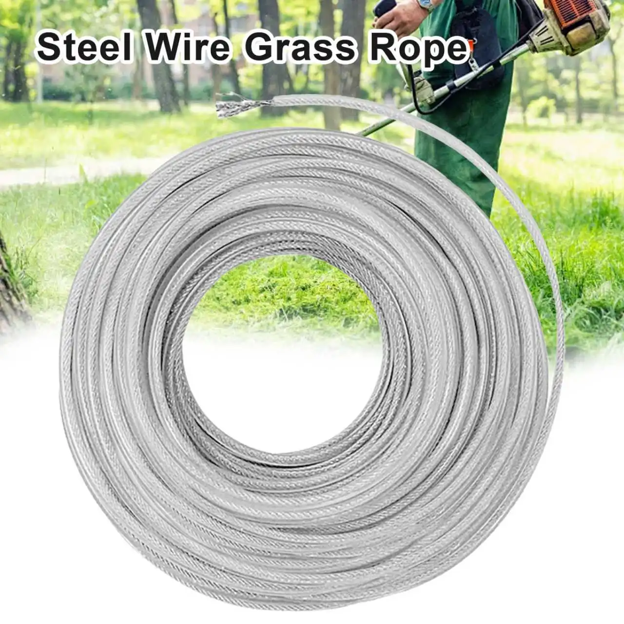 Durable Nylon Grass Trimmer Line with Steel Core - Strong & Wear-Resistant