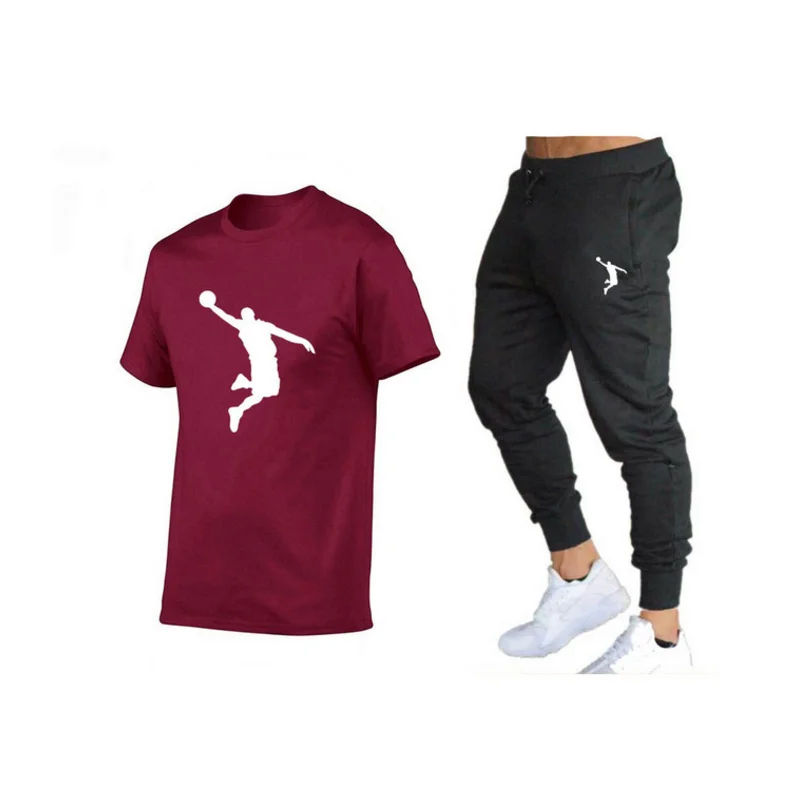 

Hot-Selling Summer T-Shirt Pants Set Casual Brand Fitness Jogger Pants T Shirts Hip hop Fashicon Men'sTracksuit2024