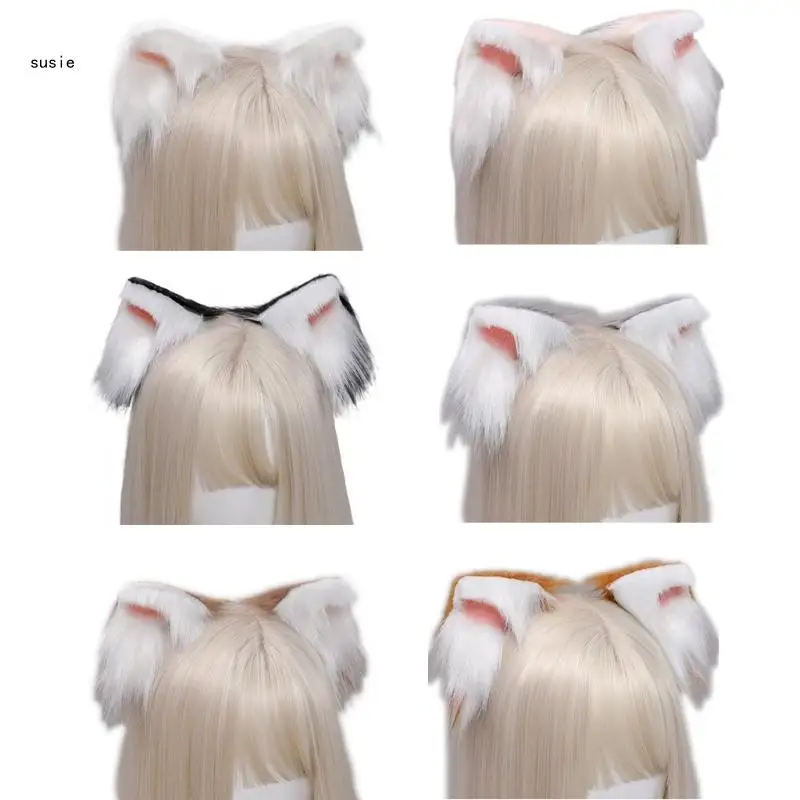 

X7YA Faux Fur Kitten Ears Hair Clips Anime Cosplay Furry Hairpins Photo Props