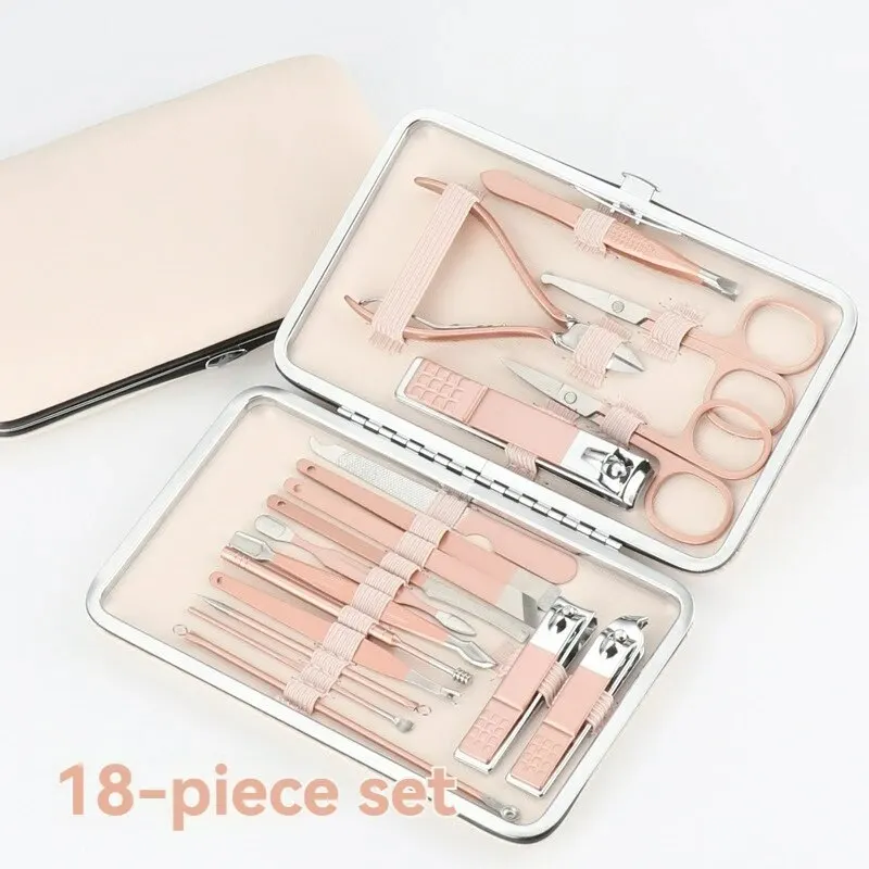Manicure Set Pedicure Kit 18 Pieces Stainless SteelNail Scissors Care Tools