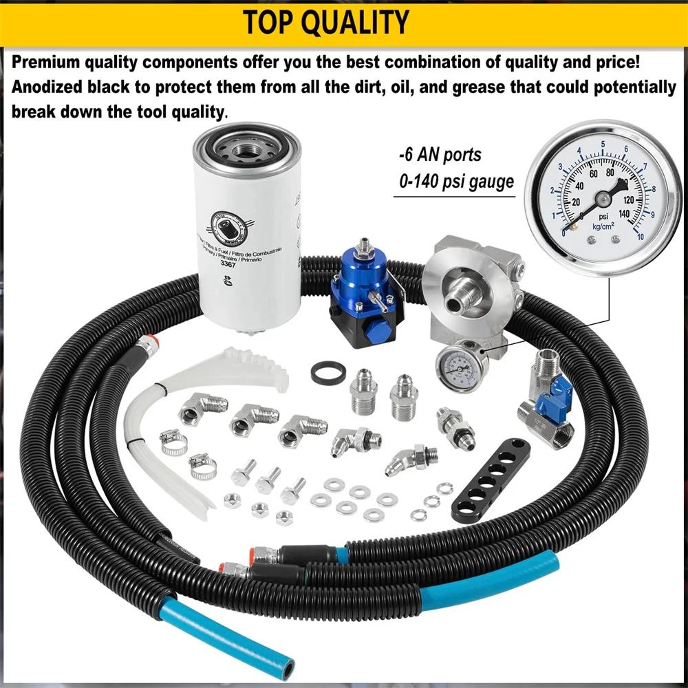 

For Ford 7.3L Powerstroke Fuel Filter Bowl Regulated Return Kit OBS for 1994-1997 Ford F250 F350 E350 for WIX 33405 or NAPA 3405