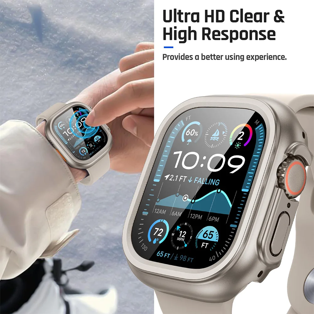 Enhanced Protective Case with Tempered Glass Screen Protector for Apple Watch Ultra (49mm)
