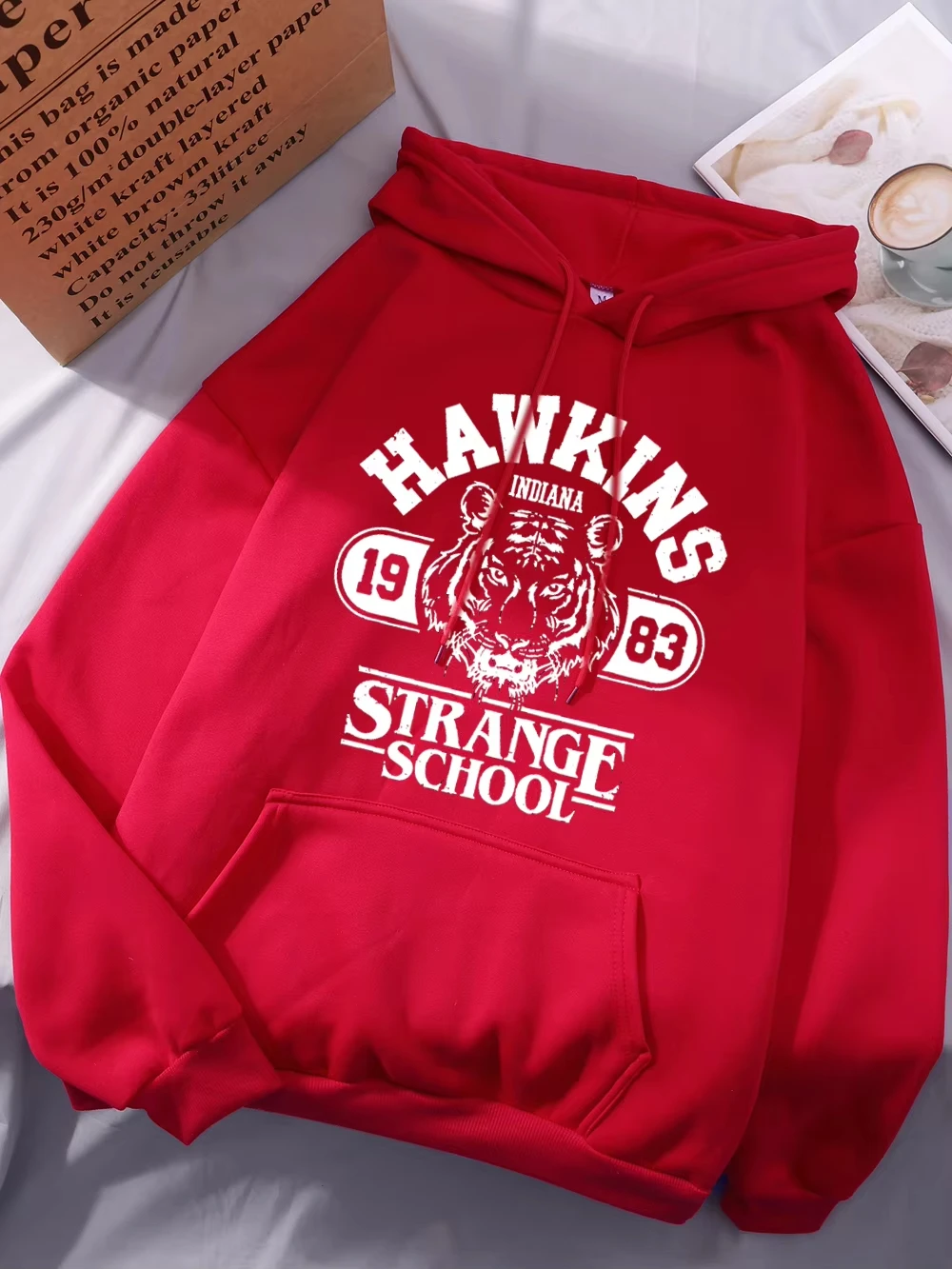 Hawkins Strange School 1983 Drucke Hoodies Damen Winter Fleece Warmes Sweatshirt Basic Loose Pocket Pullover Street Woman Kleidung – Detail 6