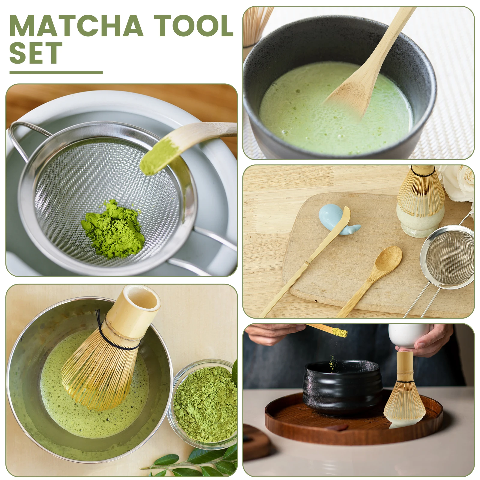 6Pcs Bamboo Wood Matcha Whisk Set for Home Easy to Clean Rust Resistant Japanese Matcha Scoop Kit tea cup set
