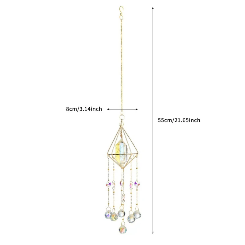 Crystal Windchime Love Heart Pendant Hanging Wind Chimes Sun Catchers Window Rainbow Chaser Outdoor Garden Home Decor Gifts 6