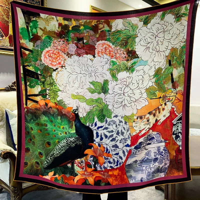 

Double-sided 30%Silk 70% Wool Scarf Square Cashmere Bandana Women Shawls Lady Pashmina Neck Hijab Foulard Scarves Poncho 2023