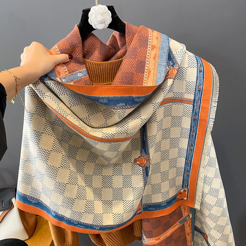 

Winter Cashmere Scarf Lady Design Luxury Brand Warm Pashmina Blanket Wraps Women Shawl Female Decoration Thick Foulard