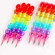 

4Pc/Set No-sharpen Pencils DIY Assembled with Transparent Colorful Smiley Building Blocks Black Core Creative Kawaii Stationery