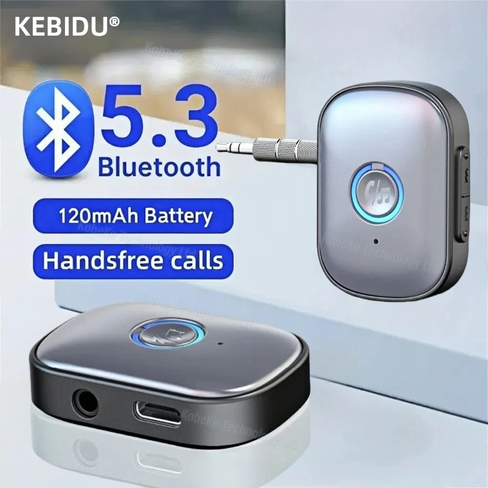 Bluetooth 5.3 Adapter Audio Receiver Wireless Audio for Car Music Headphone Speaker AUX Wireless Adapter 3.5mm Jack