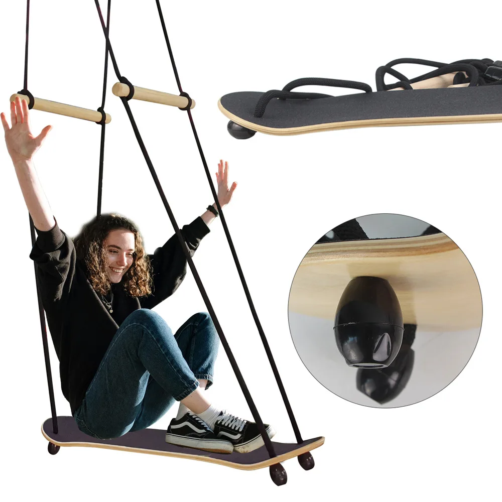

Skateboard Surfing Swing Outdoor Garden Indoor Patio Furniture Children Adult Swing Portable Leisure Hanging Wood Swing
