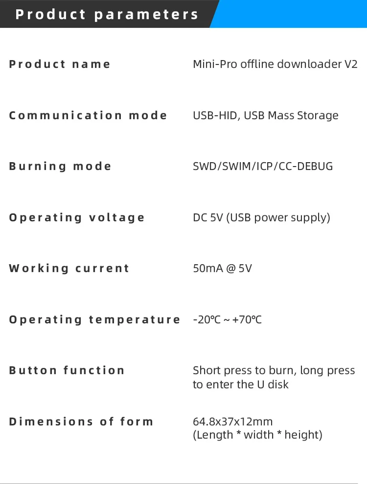 MiNI-Pro Offline Downloader V2 Programmer Downloader STM32 STM8 MM32 Universal B