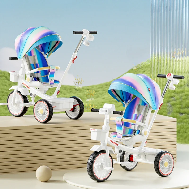 Pushable and rideable children's tricycle multifunctional stroller Lightweight Travel Pram Children's riding toys
