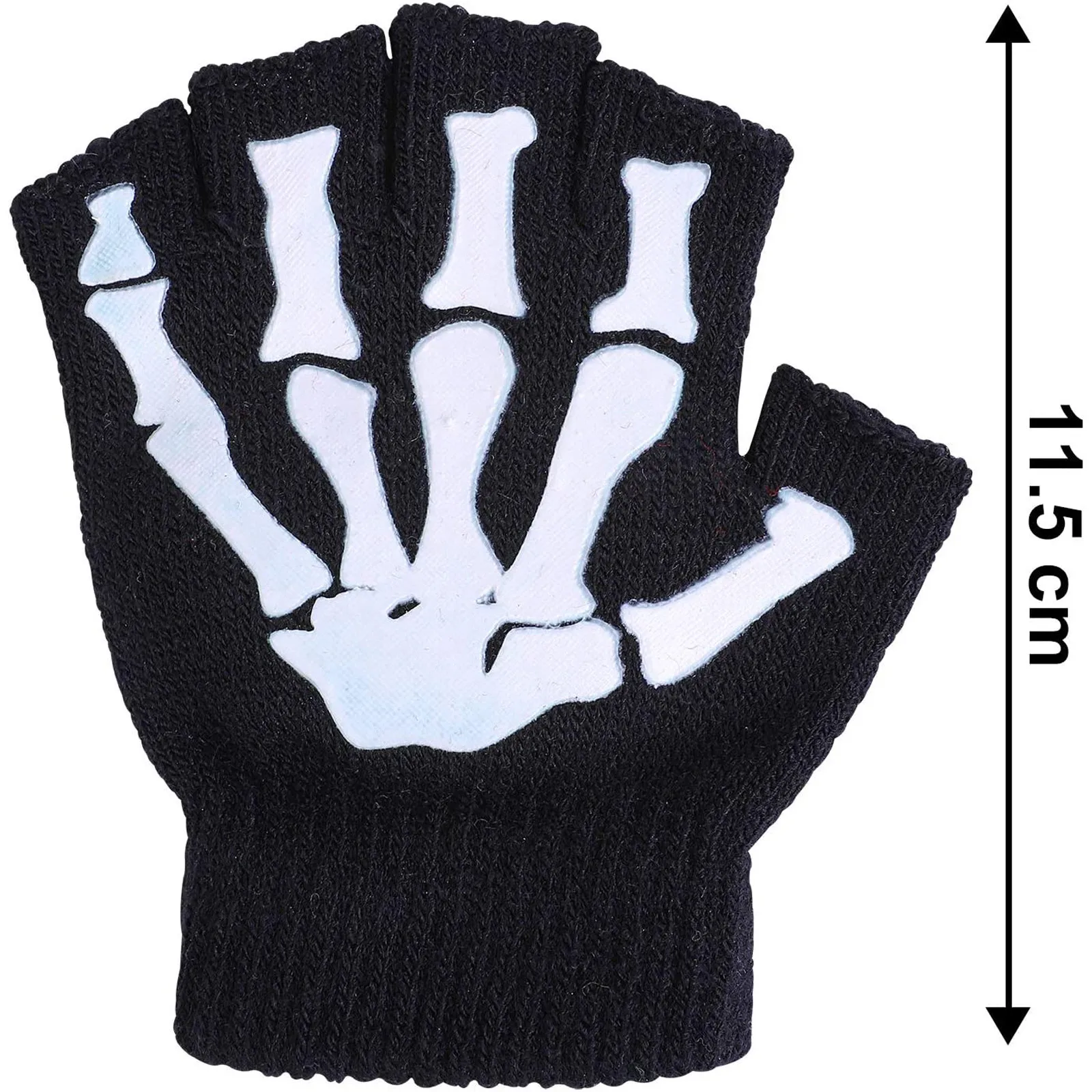 1/2/5 Pairs Halloween Skeleton Skull Luminous Gloves For Kids Punk Style Half Finger Gloves Dark In Warm Mittens перчатки