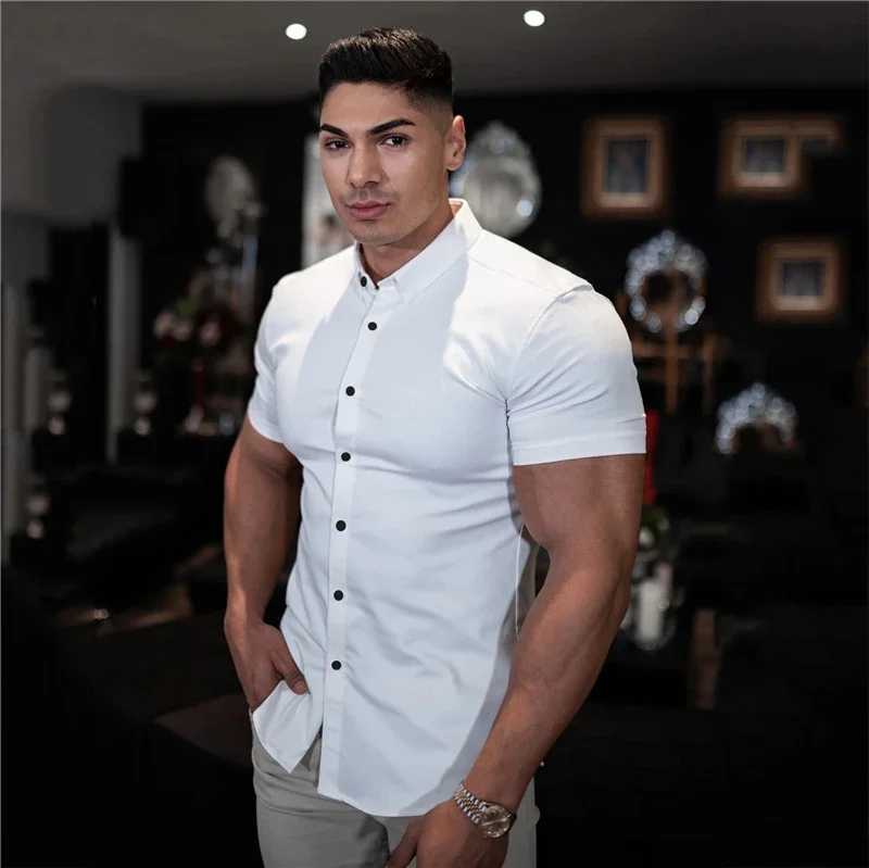Men casual shirts summer short sleeve