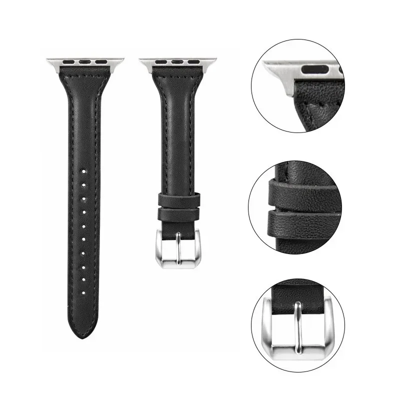 애플 워치 밴드용 슬림 가죽 스트랩, 울트라 2, 49mm, 44mm, 40mm, 41mm, 42mm, 38mm, 49mm, 44mm, 애플 워치 8, 9, 8, 7, se, 5, 4, 6