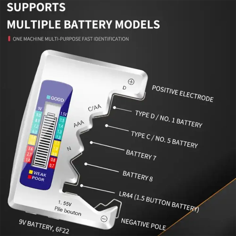 Universal Digital Battery Tester Battery Capacity Check C D N AA AAA 9V 1.5V Button Cell Detector Capacitance Diagnostic Tool battery tester