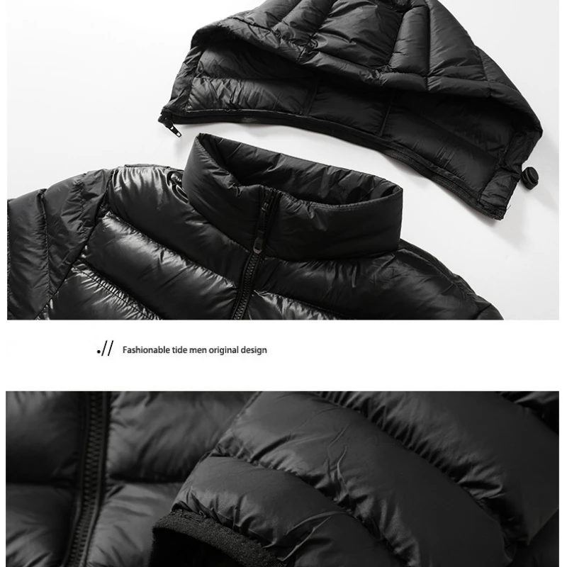 New Winter Puffer Jacket Men's Casual Thick Windproof Detachable Hooded Parka Women's Snow Warm Down Cotton Padded Coat