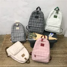 

Plaid Simple Casual Girls College School Bags New Shoulder Bag for Women Backpack Fashion Striped Book Packbags Teenager Travel