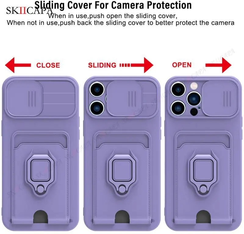 Crossbody Necklace Lanyard Slide Lens Case with Stand Holder Cover